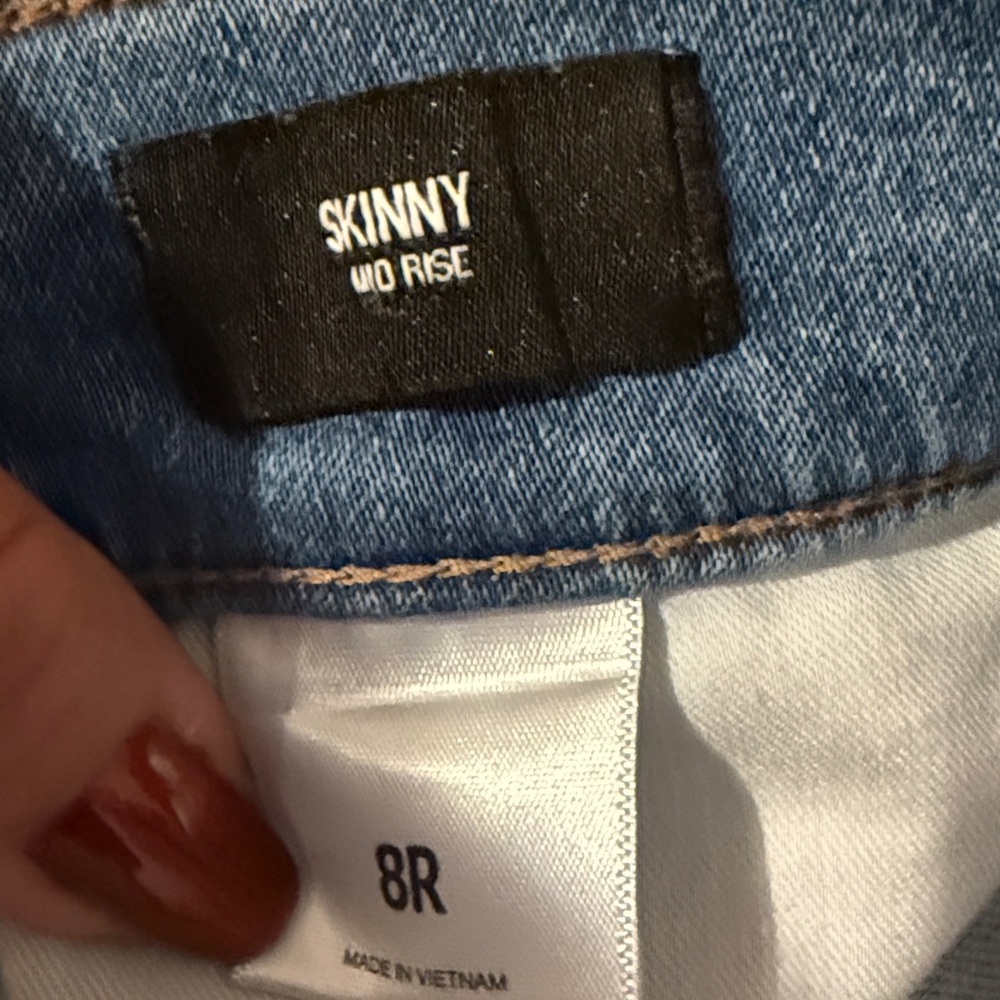 Express Light Blue mid Rise Button-Fly Jeans - Picture 3 of 3